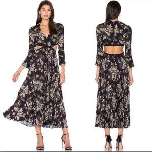 ALC Josefina black floral pleated dress